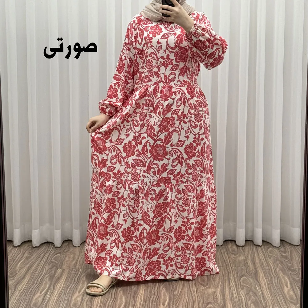 پیراهن فلور بوگاتی مدل ایوبی فری سایز زنانه تا سایز 46 چهارفصل شیک و راحت با کمربند سایه نمیاندازد
