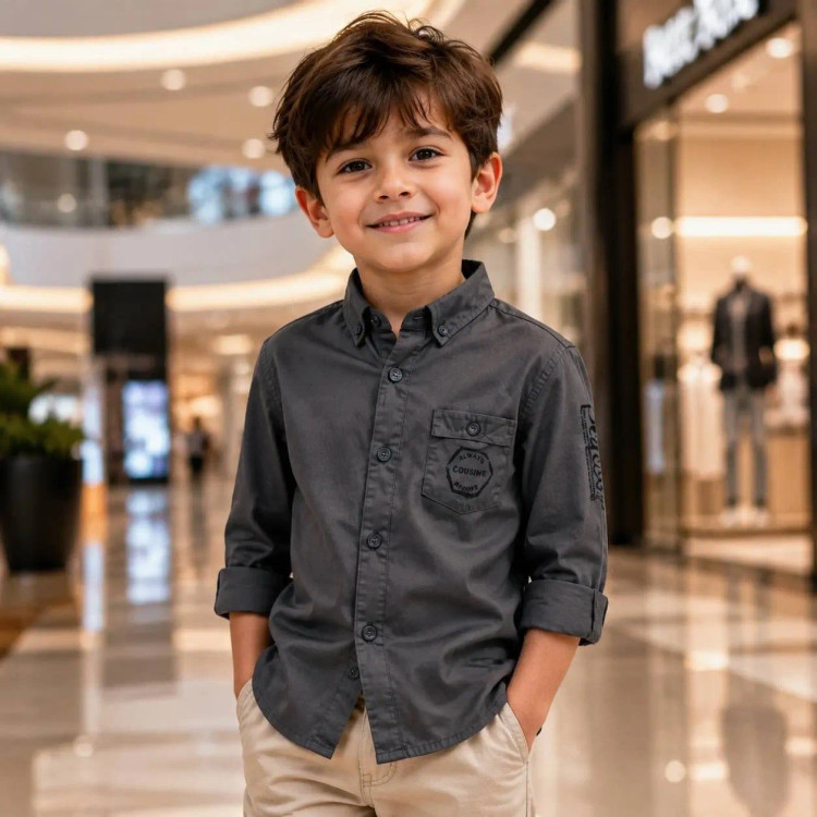 پیراهن اسپرت پسرانه و دخترانه کتان ترک رنگ سبز سایز 3 تا 12 سال