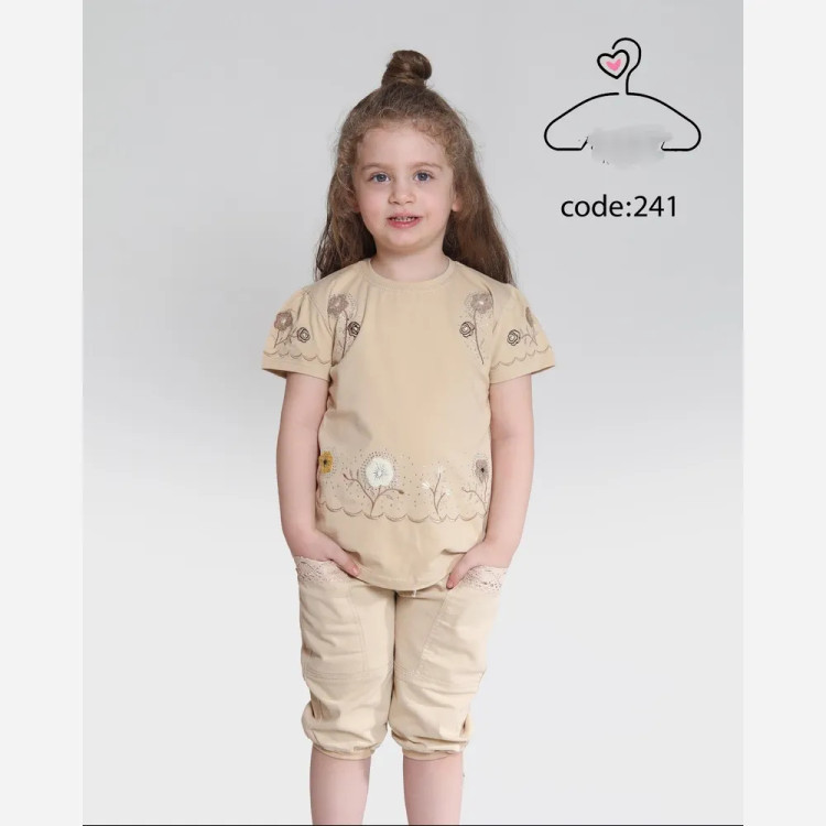 ست تاپ و شلوارک دخترانه پنبه لاکرا و کتان سایز 40 تا 55
