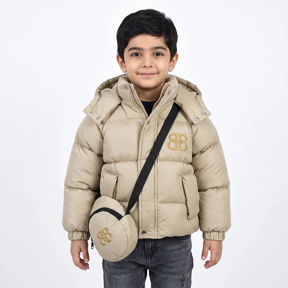 کاپشن باکسی پفکی کرم پسرانه