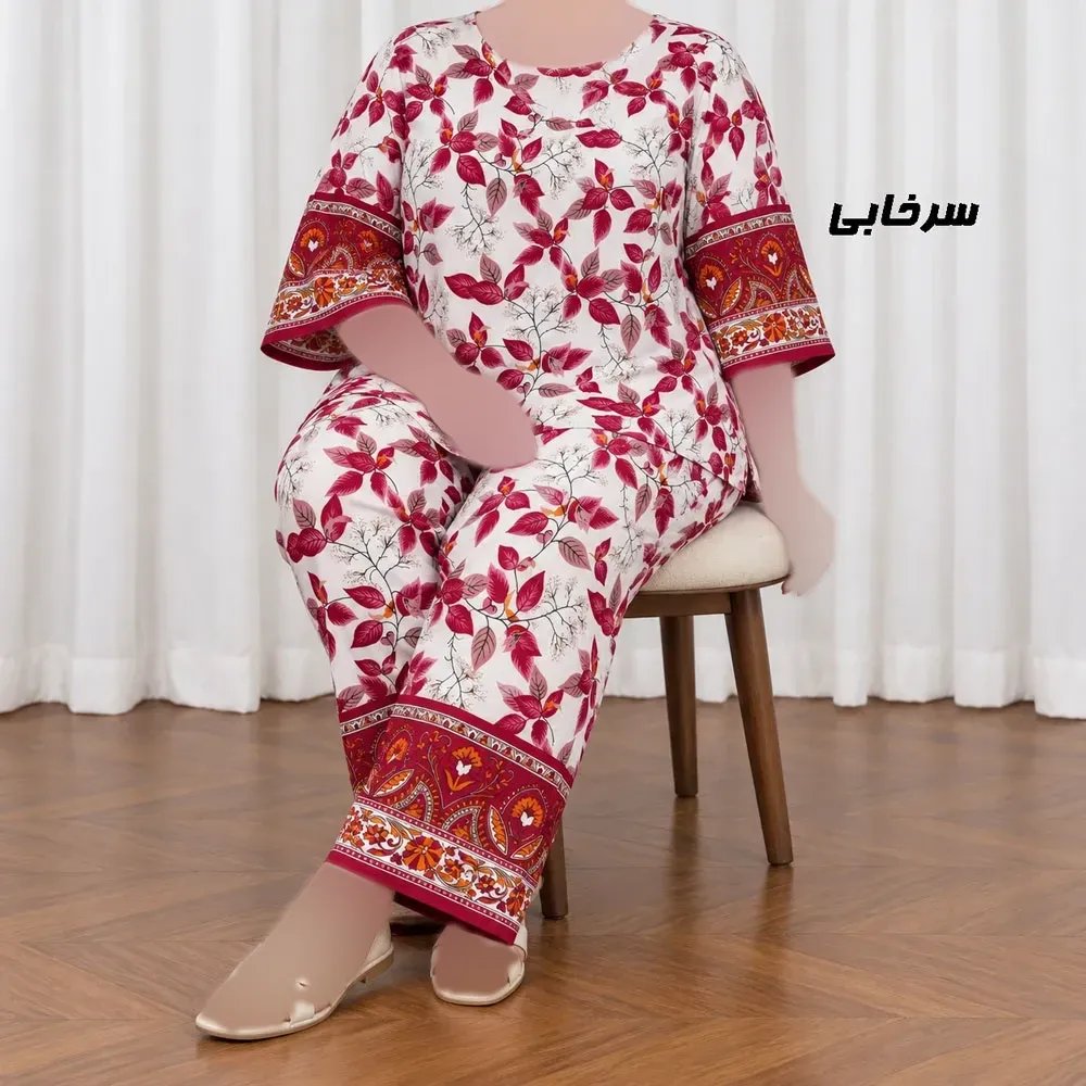ست بلوز شلوار نخی زنانه و دخترانه فری سایز چهارفصل