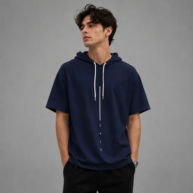 تی شرت کلاه دار مردانه پنبه ای طرح حروف