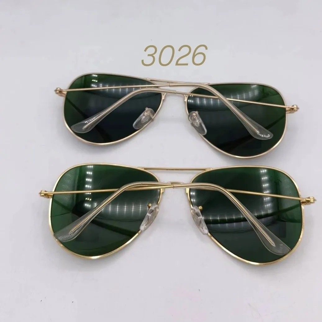 عینک آفتابی ریبن مدل RB3025 خلبانی شیشه سبز G15 فریم طلایی لنز UV