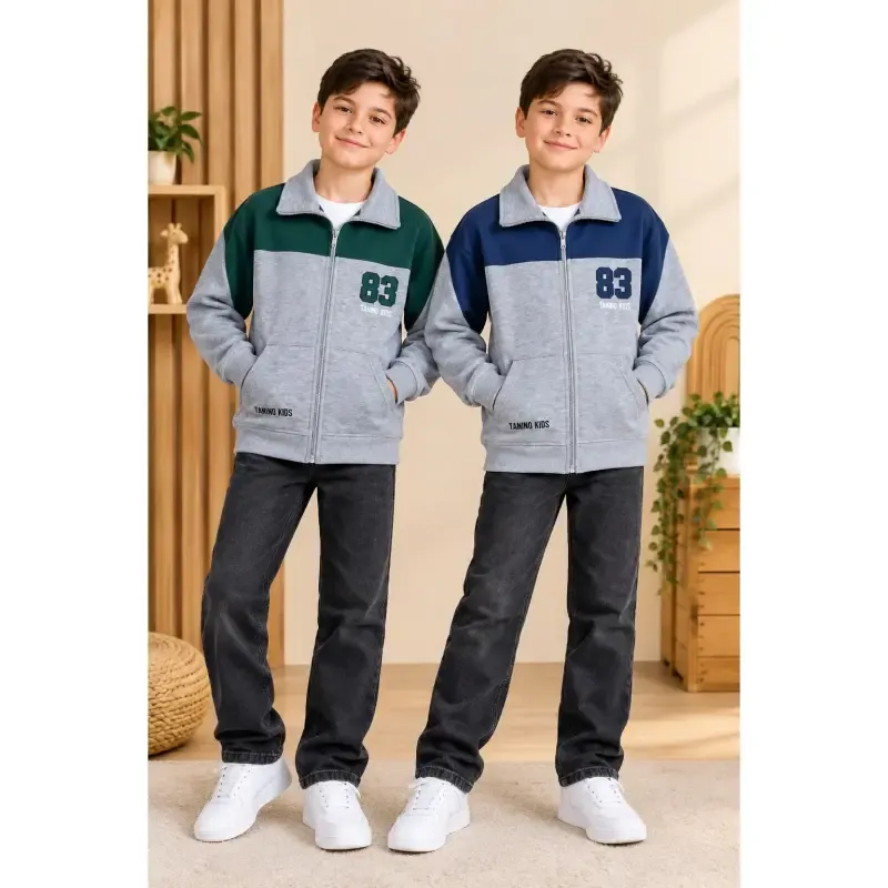 سوییشرت پسرانه حوله ای جیب دار سایز 55 و 60 مناسب 8 تا 11 سال رنگ قرمز سبز آبی