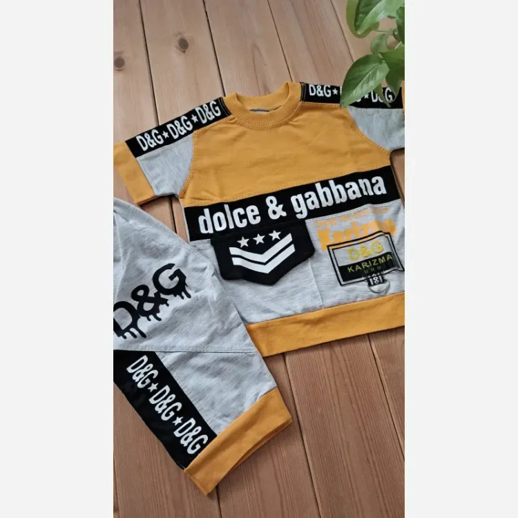 ست تیشرت و شلوارک پسرانه پنبه یک رو و ملانژ طرح D&G سایز 35 تا 45